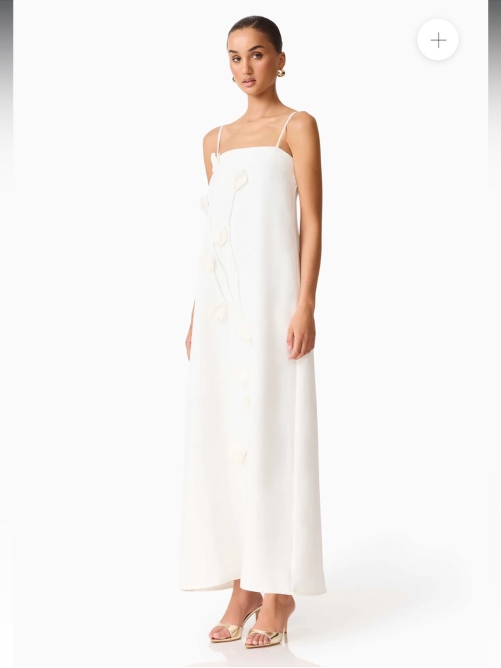 elliatt nolana white 3d floral applique bridal maxi gown dress size medium NEW - Picture 5 of 15